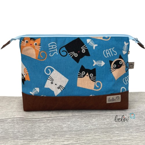 Große Kosmetiktasche | Kulturbeutel mit vielen Fächern CATS | Handarbeit von Leolini Leolini - 7
