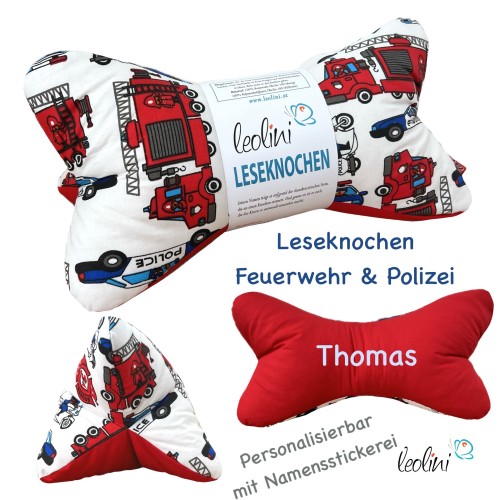 Leseknochen personalisierbar FEUERWEHR POLIZEI| Nackenkissen | handgemacht Leolini - 6