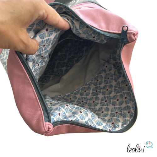 Foldover Tasche mit Blume des Lebens Stickerei | ROSA | mit Außenfach Leolini - 5
