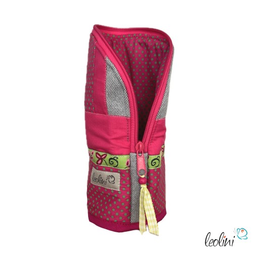 Stehende Stiftetasche Leo | Federpennal Federmäppchen PINKE PUNKTE | personalisierbar mit Namen Leolini - 2