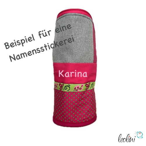 Stehende Stiftetasche Leo | Federpennal Federmäppchen PINKE PUNKTE | personalisierbar mit Namen Leolini - 3