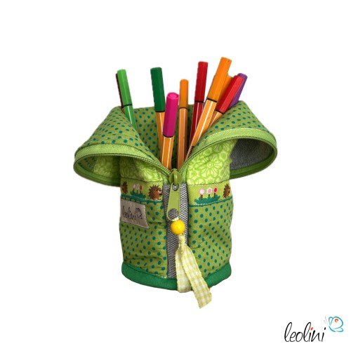 Stehende Stiftetasche IGEL GRÜN | Federpennal Federmäppchen Leo | personalisierbar mit Namen Leolini - 4