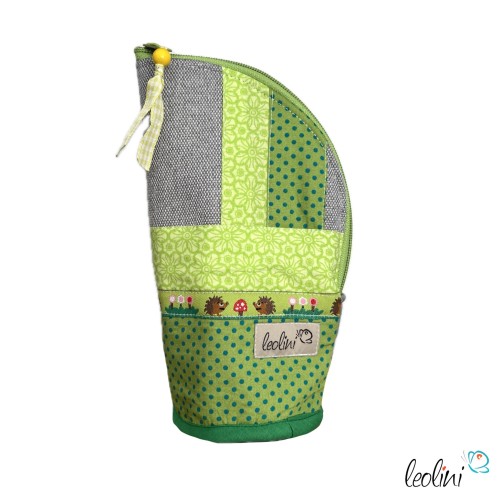 Stehende Stiftetasche IGEL GRÜN | Federpennal Federmäppchen Leo | personalisierbar mit Namen Leolini - 5