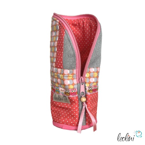 Stehende Stiftetasche EULE ROSA | Federpennal Federmäppchen Leo | personalisierbar mit Namen Leolini - 2
