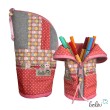 Stehende Stiftetasche EULE ROSA | Federpennal Federmäppchen Leo | personalisierbar mit Namen Leolini - 1