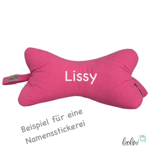 Leseknochen MUSSELIN Double Gauze | PINK | personalisierbar mit Stickerei Leolini - 3