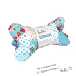 Leseknochen personalisierbar PATCHWORK hellblau | Nackenkissen  | handgemacht Leolini - 1