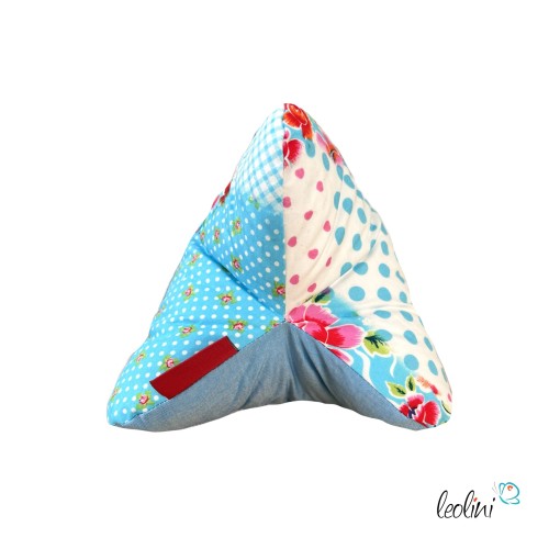 Leseknochen personalisierbar PATCHWORK hellblau | Nackenkissen  | handgemacht Leolini - 2