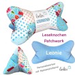 Leseknochen personalisierbar PATCHWORK hellblau | Nackenkissen  | handgemacht Leolini - 6