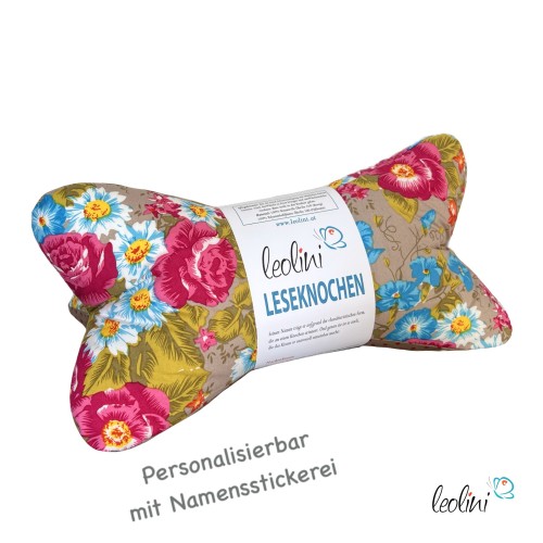 Leseknochen personalisierbar BLÜTEZEIT | Nackenkissen | handgemacht Leolini - 1