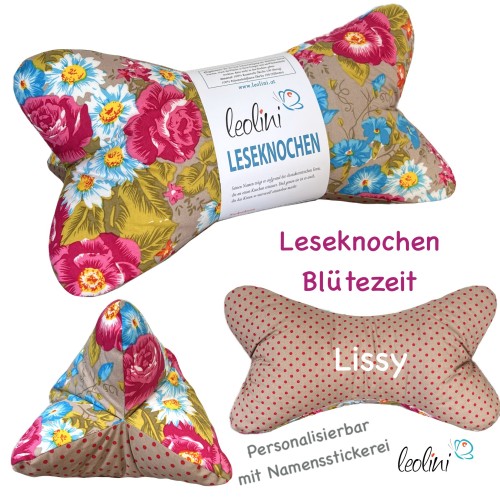 Leseknochen personalisierbar BLÜTEZEIT | Nackenkissen | handgemacht Leolini - 5