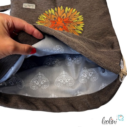 Sportbeutel | Turnbeutel mit Stickerei CHRYSANTHEME | mit Außenfach Leolini - 2