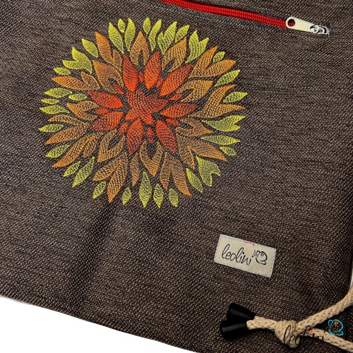 Sportbeutel | Turnbeutel mit Stickerei CHRYSANTHEME | mit Außenfach Leolini - 3