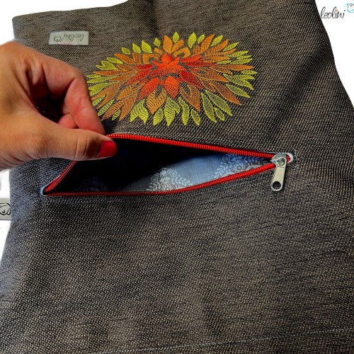 Sportbeutel | Turnbeutel mit Stickerei CHRYSANTHEME | mit Außenfach Leolini - 4