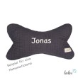 Leseknochen aus Waffelstoff | Nackenkissen ANTHRAZIT personalisierbar mit Name | handgemacht Leolini - 3