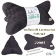 Leseknochen aus Waffelstoff | Nackenkissen ANTHRAZIT personalisierbar mit Name | handgemacht Leolini - 4