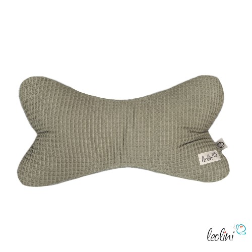 Leseknochen aus Waffelstoff | Nackenkissen OLIV | personalisierbar mit Name | handgemacht Leolini - 6