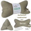 Leseknochen aus Waffelstoff | Nackenkissen OLIV | personalisierbar mit Name | handgemacht Leolini - 5