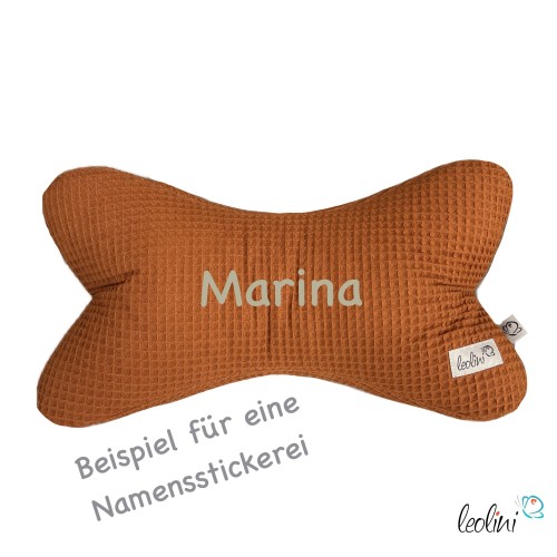 Leseknochen aus Waffelstoff | Nackenkissen ROST | personalisierbar mit Name | handgemacht Leolini - 3