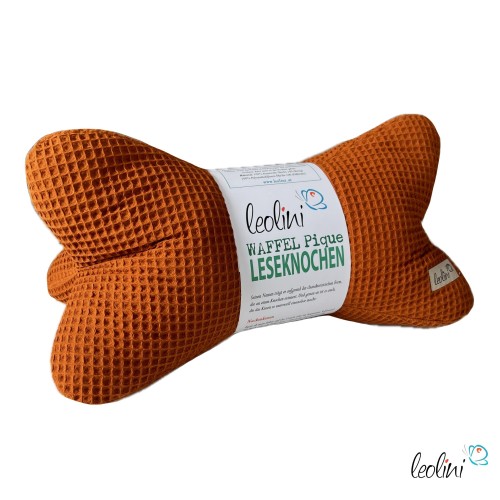 Leseknochen aus Waffelstoff | Nackenkissen ROST | personalisierbar mit Name | handgemacht Leolini - 6