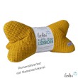 Leseknochen aus Waffelstoff | Nackenkissen SENFGELB | personalisierbar mit Name | handgemacht Leolini - 1