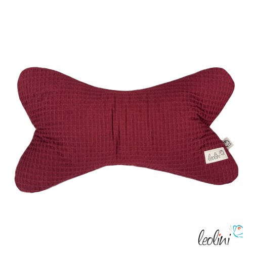 Leseknochen aus Waffelstoff | Nackenkissen BORDEAUX | personalisierbar mit Name | handgemacht Leolini - 6