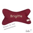 Leseknochen aus Waffelstoff | Nackenkissen BORDEAUX | personalisierbar mit Name | handgemacht Leolini - 3
