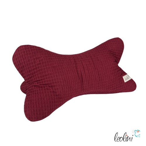 Leseknochen aus Waffelstoff | Nackenkissen BORDEAUX | personalisierbar mit Name | handgemacht Leolini - 7