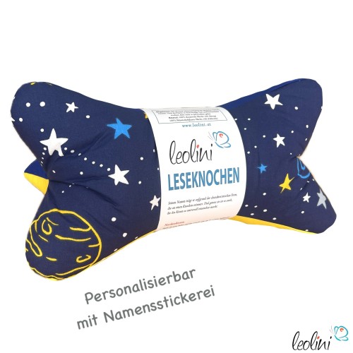 Leseknochen personalisierbar | Nackenkissen PLANETEN & STERNE | handgemacht Leolini - 1