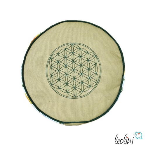 Yogakissen | Meditationskissen mit Stickerei Blume des Lebens handgemacht & personalisierbar mit Namen | SONNENBLUMEN Leolini - 
