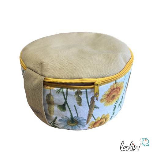 Yogakissen | Meditationskissen mit Stickerei Blume des Lebens handgemacht & personalisierbar mit Namen | SONNENBLUMEN Leolini - 
