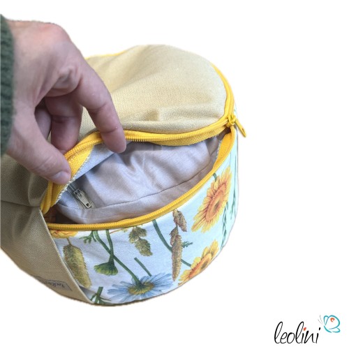 Yogakissen | Meditationskissen mit Stickerei Blume des Lebens handgemacht & personalisierbar mit Namen | SONNENBLUMEN Leolini - 