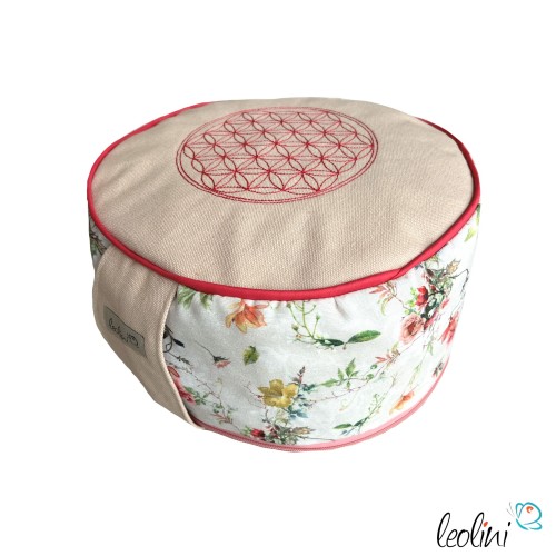 Yogakissen | Meditationskissen mit Stickerei Blume des Lebens handgemacht & personalisierbar mit Namen | BLUMENWIESE Leolini - 1