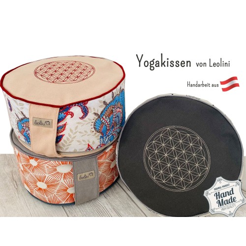 Yogakissen | Meditationskissen mit Stickerei Blume des Lebens handgemacht & personalisierbar mit Namen | HERZEN Leolini - 12