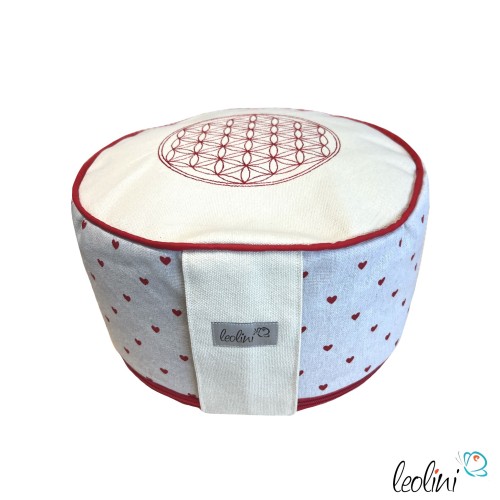 Yogakissen | Meditationskissen mit Stickerei Blume des Lebens handgemacht & personalisierbar mit Namen | HERZEN Leolini - 1