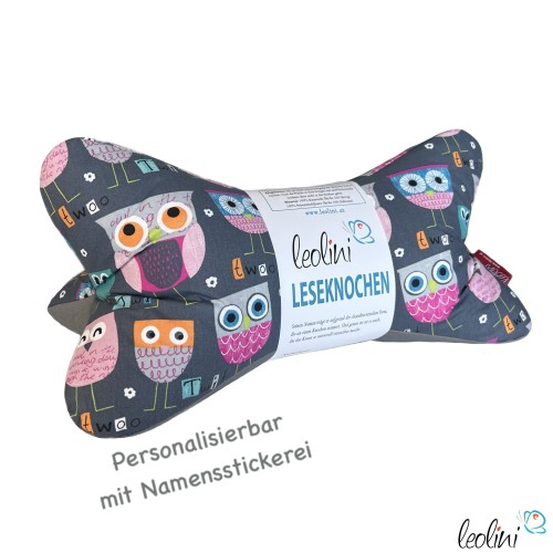 Leseknochen personalisierbar | Nackenkissen EULEN | handgemacht Leolini - 1