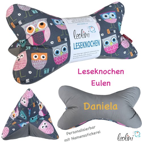 Leseknochen personalisierbar | Nackenkissen EULEN | handgemacht Leolini - 5