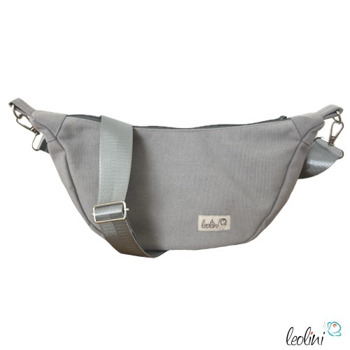 Moon Bag Luna | Halbmondtasche – Handgefertigte Schultertasche in Grau Leolini - 4