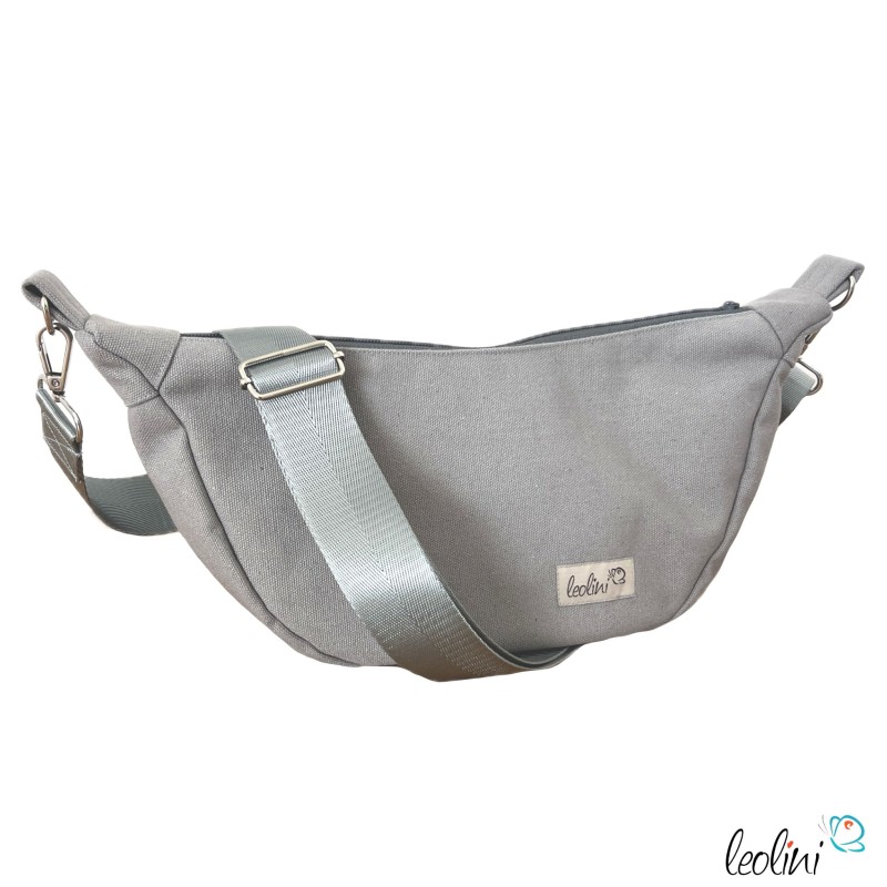 Moon Bag Luna | Halbmondtasche – Handgefertigte Schultertasche in Grau Leolini - 1
