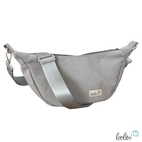 Moon Bag Luna | Halbmondtasche – Handgefertigte Schultertasche in Grau