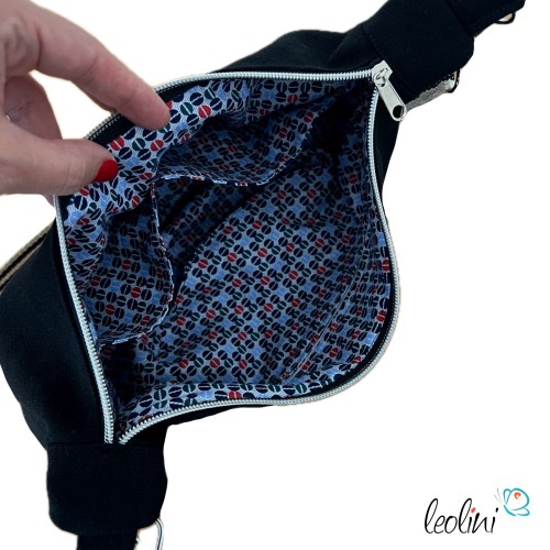 Moon Bag Luna | Halbmondtasche – Handgefertigte Schultertasche in Schwarz Leolini - 7