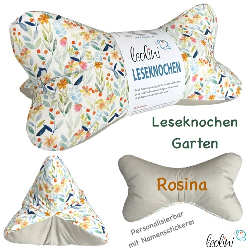 Leseknochen personalisierbar | Nackenkissen GARTEN | handgemacht Leolini - 6