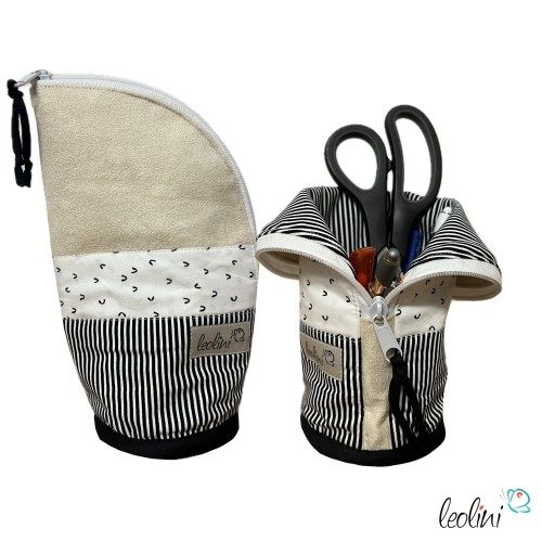 Stehende Stiftetasche Leo | Federpennal Federmäppchen STREIFEN | personalisierbar mit Namen Leolini - 1