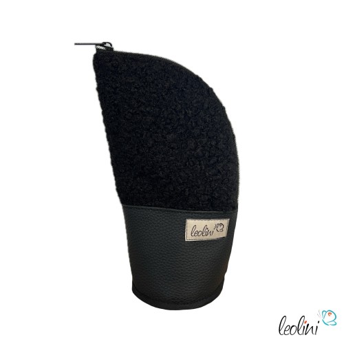 Stehendes Federmäppchen aus Bouclé | Schminktasche personalisierbar mit Namen | SCHWARZ | handgefertigt Leolini - 5