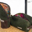 Großer Kulturbeutel aus Bouclé Stoff | Toiletttasche OLIV | handgefertigt  - 5
