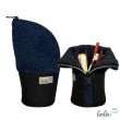 Stehendes Federmäppchen aus Bouclé | Schminktasche personalisierbar mit Namen | JEANSBLAU | handgefertigt Leolini - 1