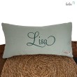 Kissen mit Namen aus Musselin | Namenskissen SALBEI | Kissen mit Stickerei Leolini - 3