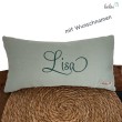 Kissen mit Namen aus Musselin | Namenskissen SALBEI | Kissen mit Stickerei Leolini - 1