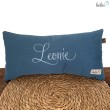 Kissen mit Namen aus Musselin | Namenskissen JEANSBLAU | Kissen mit Stickerei Leolini - 5