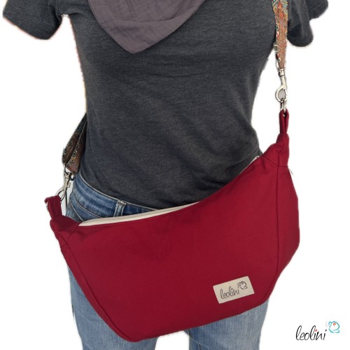 Moon Bag Luna | Halbmondtasche – Handgefertigte Schultertasche in Rot Moonbag Leolini - 4